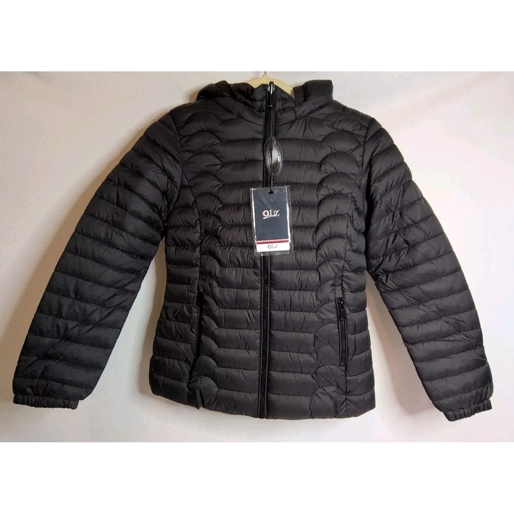 Youth Puffer Jacket With Removable Hood Reversible Floral &Navy Blue Size 4 NWT